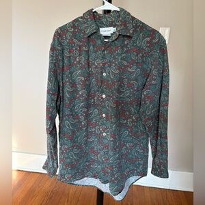 Mens Calvin Klein Paisley Button Down Shirt Size L Cowboy Cut Vintage Look